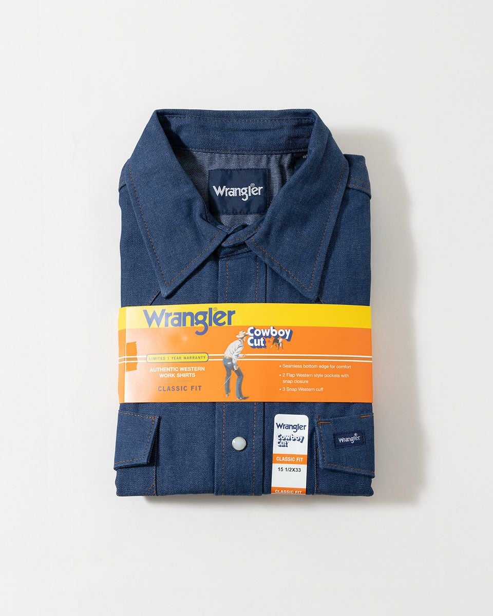 アメリカ直輸入 ラングラー Wrangler ウエスタンシャツ 未洗いデニム