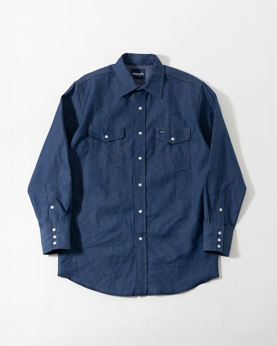 アメリカ直輸入 ラングラー Wrangler ウエスタンシャツ 未洗いデニム