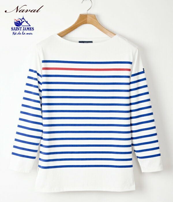 【新品タグ付】SAINTJAMESセントジェームス NAVALボーダーTシャツ6 セントジェームス ナバル 長袖 ボーダーTシャツホワイト/ロイヤル