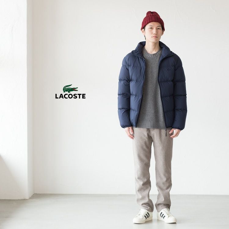 ラコステ　キルティングダウン　黒　大きいサイズ　LACOSTE セール】 ラウンドヘムライン ボックスシルエット撥水キルティング