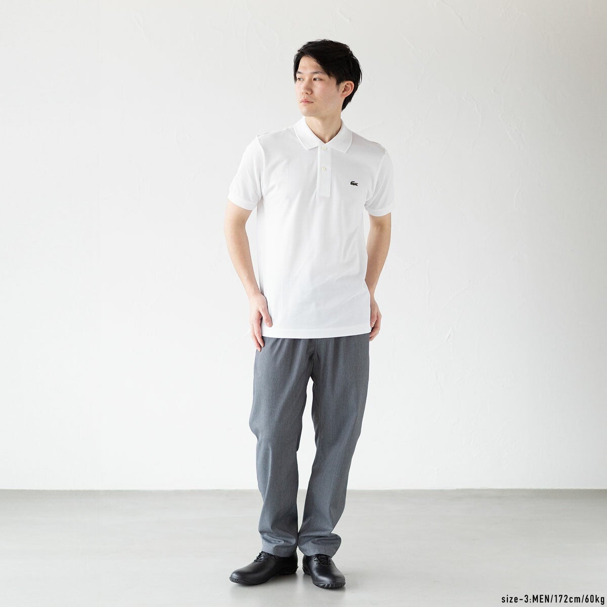 LACOSTE クラシックフィット ポロシャツ US L ベージュ LACOSTE（ラコステ） メンズ 日本製 長袖ポロシャツ クラシック