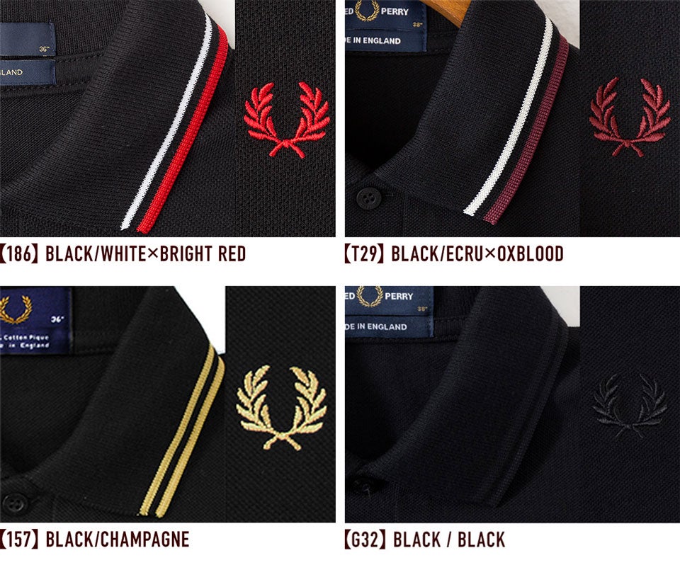 【英国製】フレッドペリー M12 ポロシャツ ティップライン刺繍ロゴブラック42 FRED PERRY（フレッドペリー） 【英国製】 ポロシャツ M12 ティップ