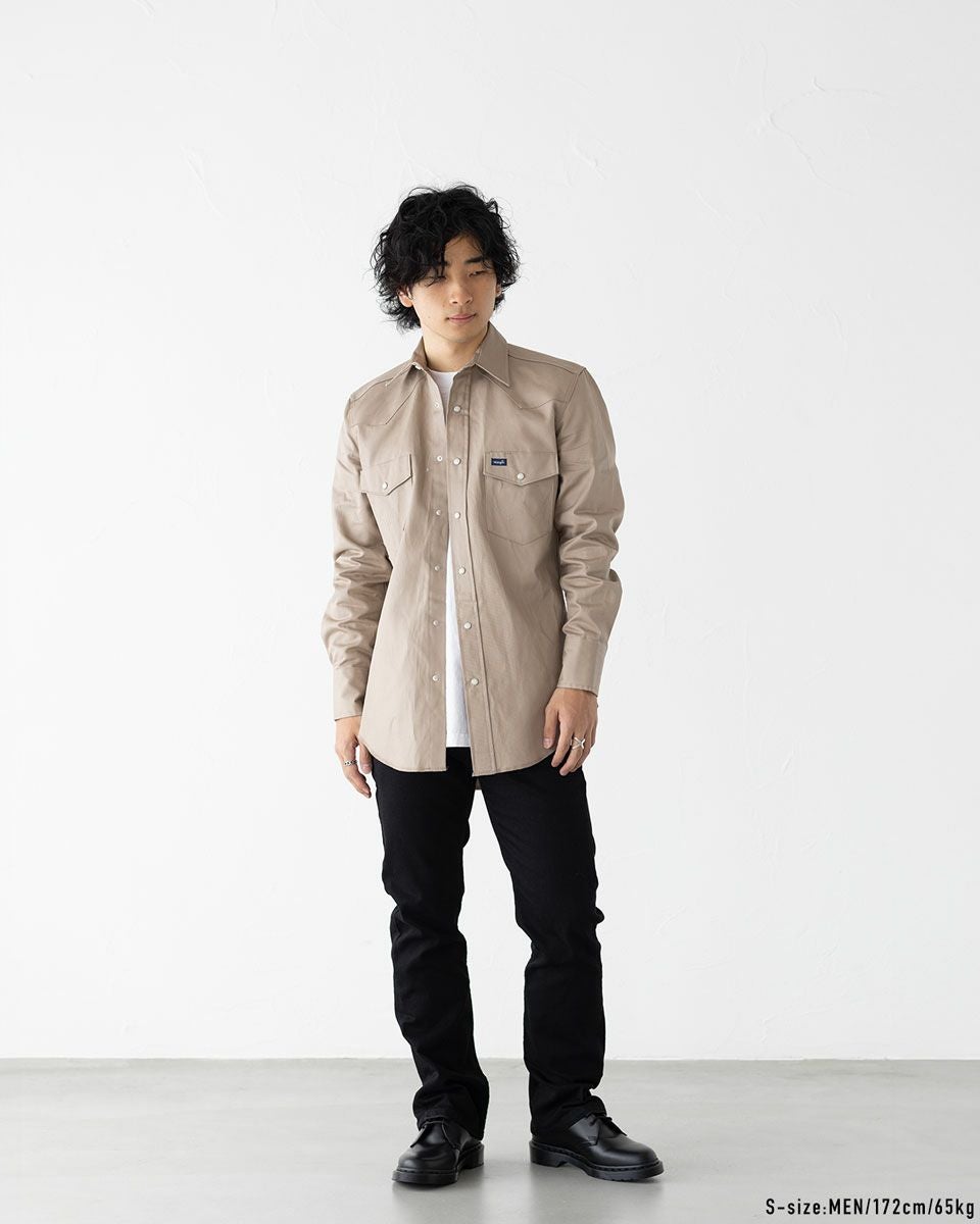 アメリカ直輸入 Wrangler ラングラー ツイル 無地 ウエスタンシャツ