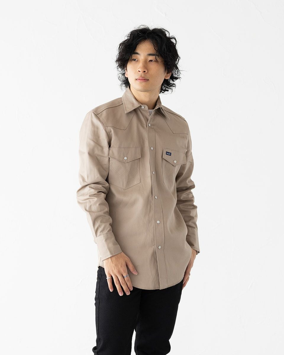アメリカ直輸入 Wrangler ラングラー ツイル 無地 ウエスタンシャツ