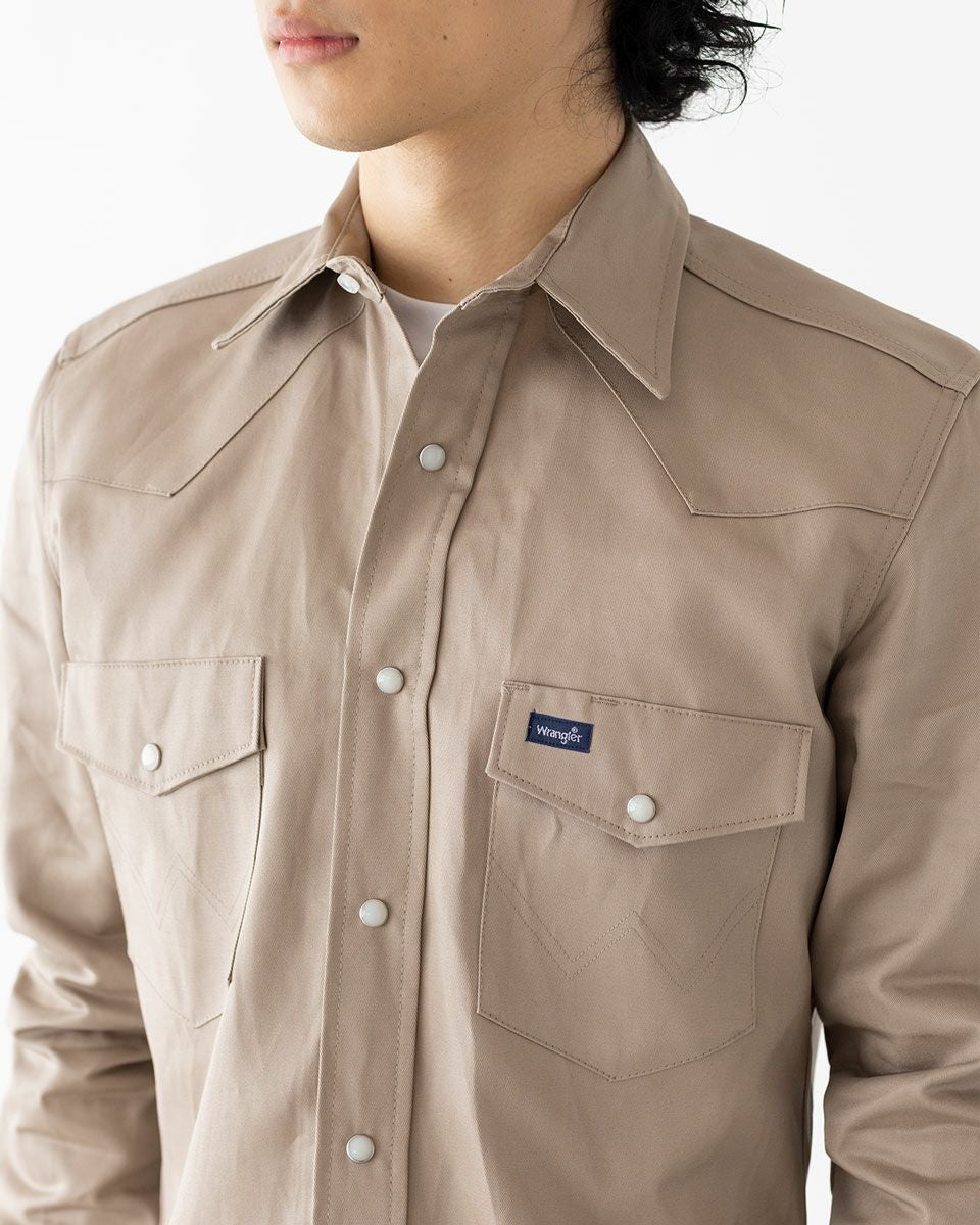 アメリカ直輸入 Wrangler ラングラー ツイル 無地 ウエスタンシャツ