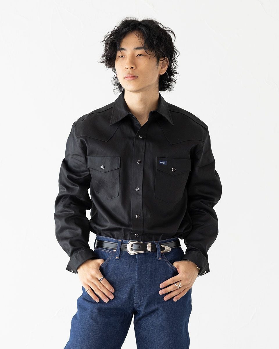 アメリカ直輸入 Wrangler ラングラー ツイル 無地 ウエスタンシャツ