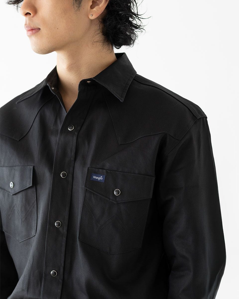 アメリカ直輸入 Wrangler ラングラー ツイル 無地 ウエスタンシャツ