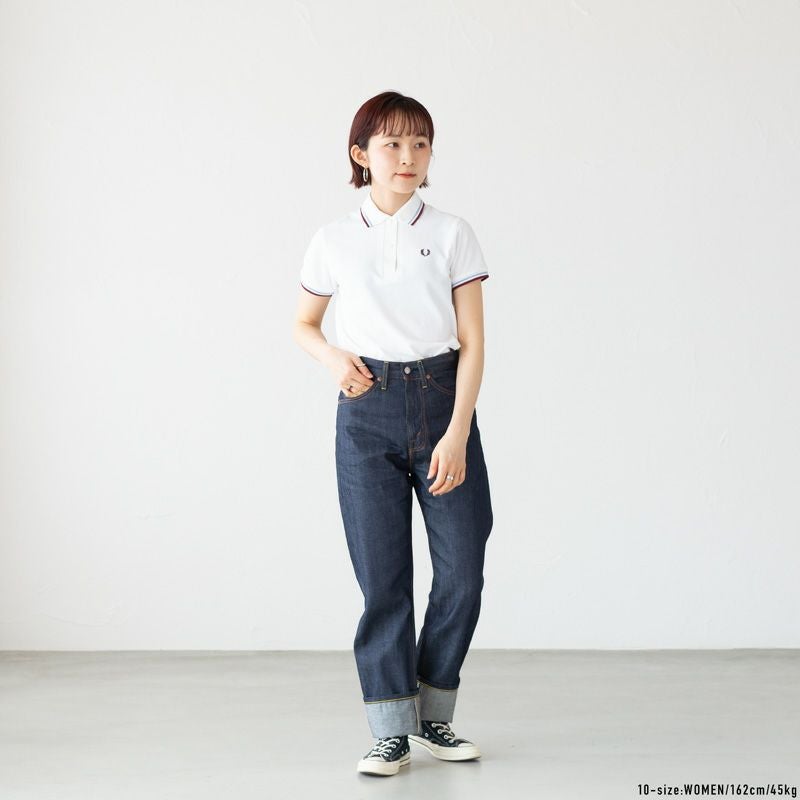 【英国製】フレッドペリー G12 ポロシャツ 38 M 水色　赤　刺繍ロゴ フレッドペリー ポロシャツ レディース FRED PERRY G12 英国製