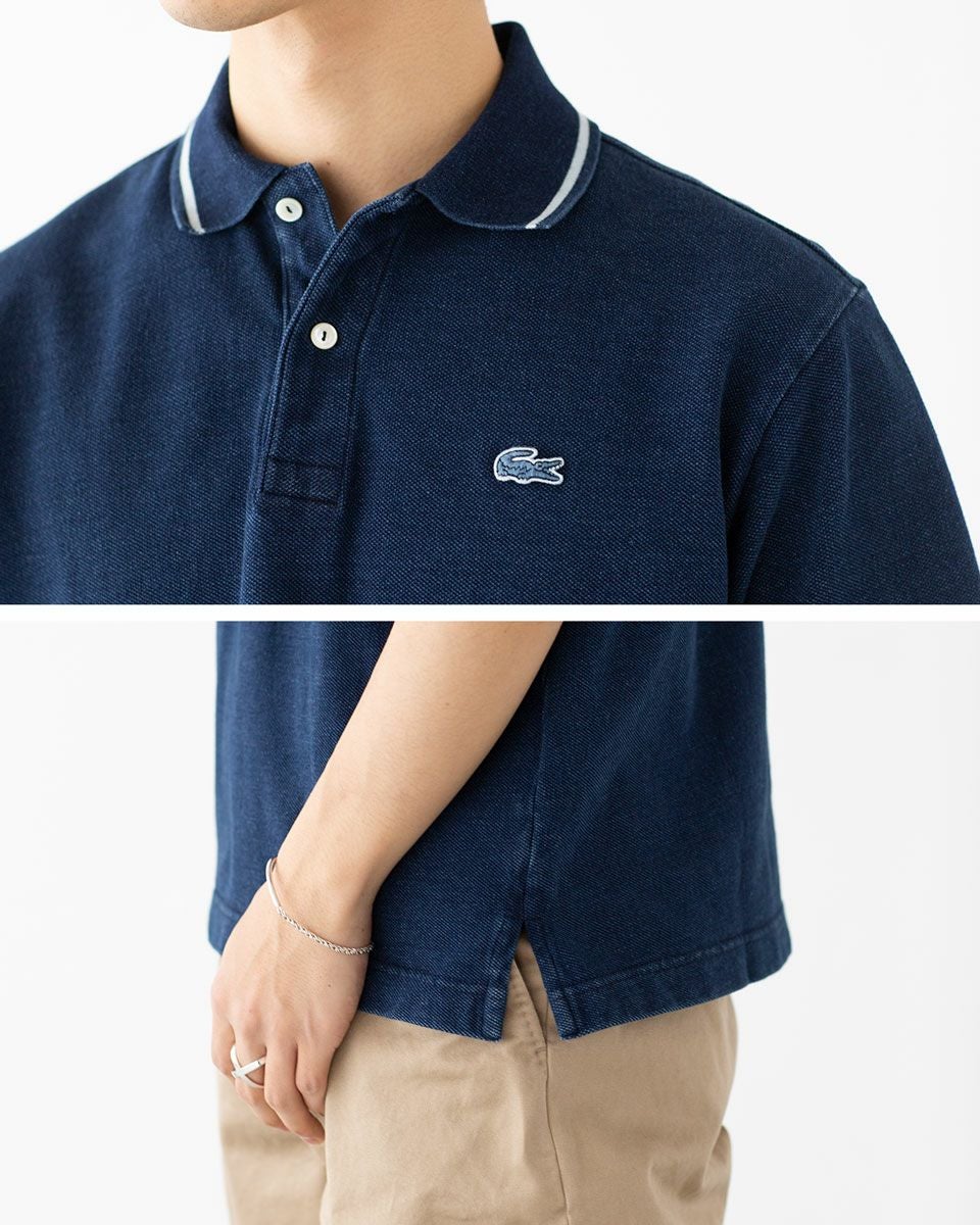ラコステ インディゴ ポロシャツ LACOSTE 配色リブニット PH004J-99