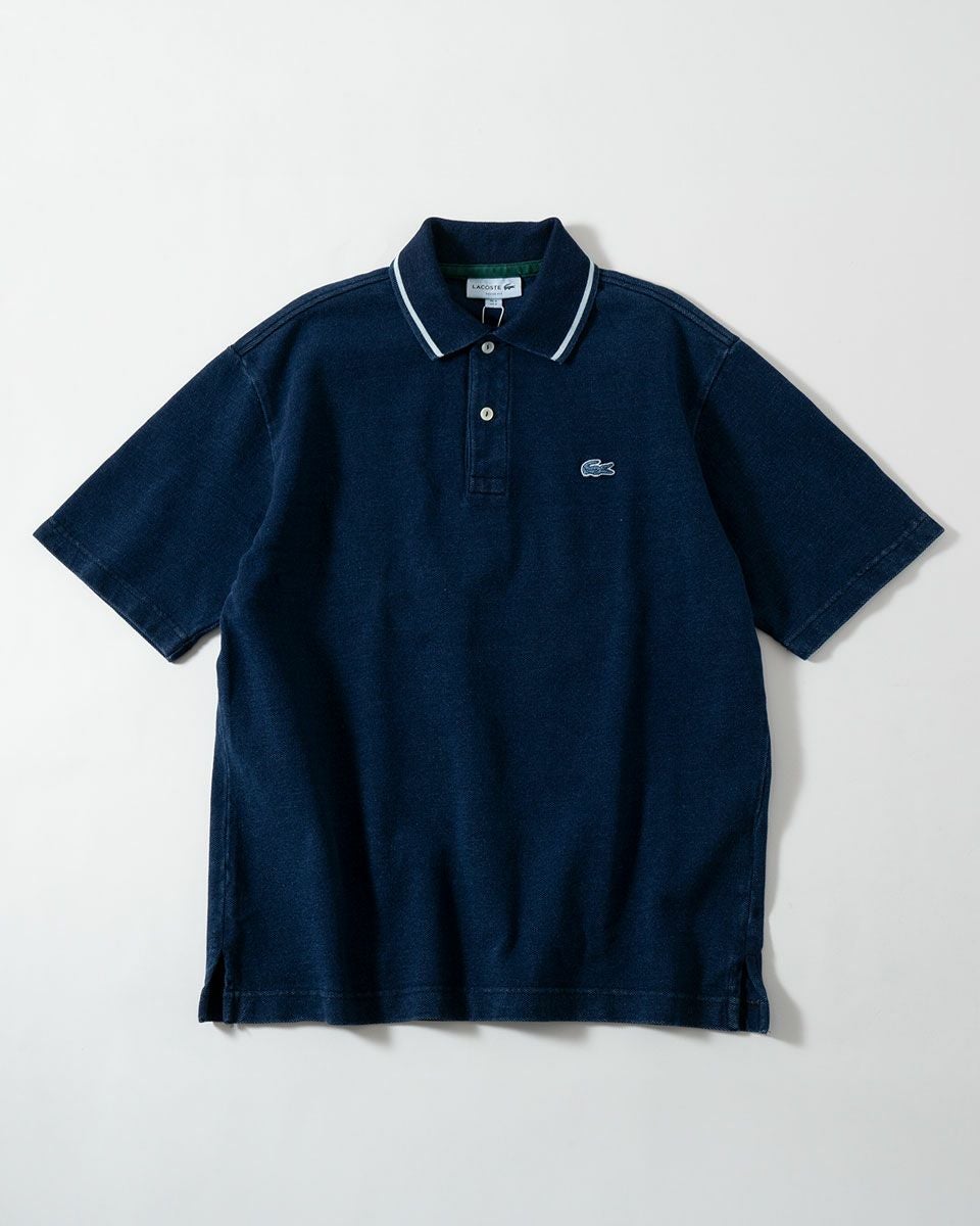 【未使用】ラコステ ダークブルー ポロシャツ US XL ラコステ インディゴ ポロシャツ LACOSTE 配色リブニット PH004J-99