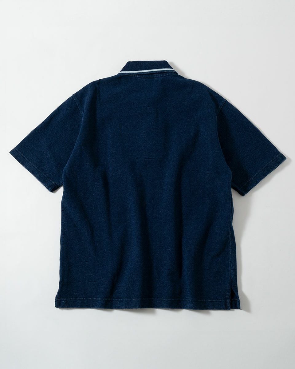 LACOSTE ラコステ ポロシャツ インディゴ デニム系 LACOSTE（ラコステ） ポロシャツ 配色リブニットインディゴポロシャツ