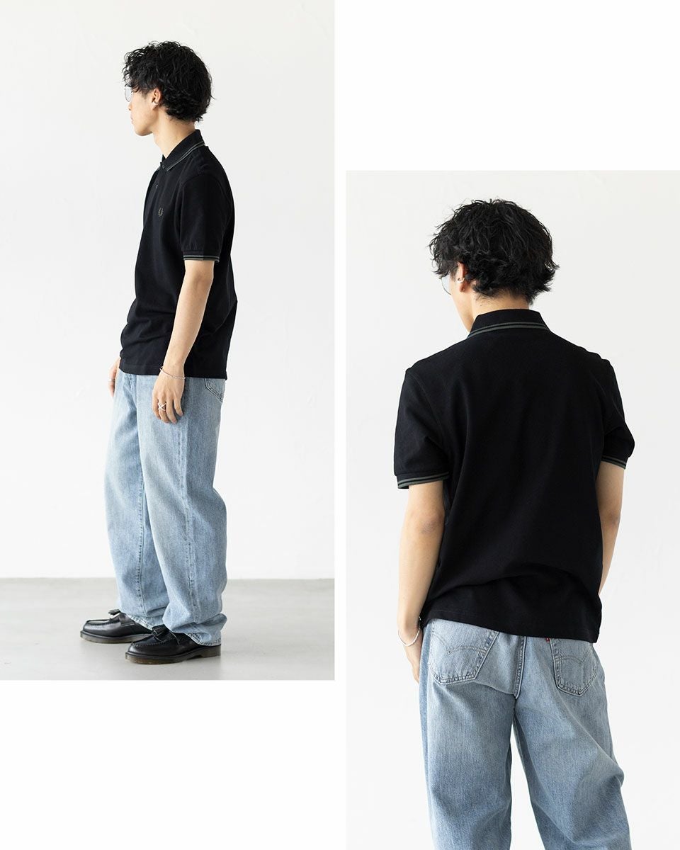 フレッドペリー　M3600　ポロシャツ　メンズ　白×黒　Mサイズ FRED PERRY（フレッドペリー） ポロシャツ 半袖 ティップライン
