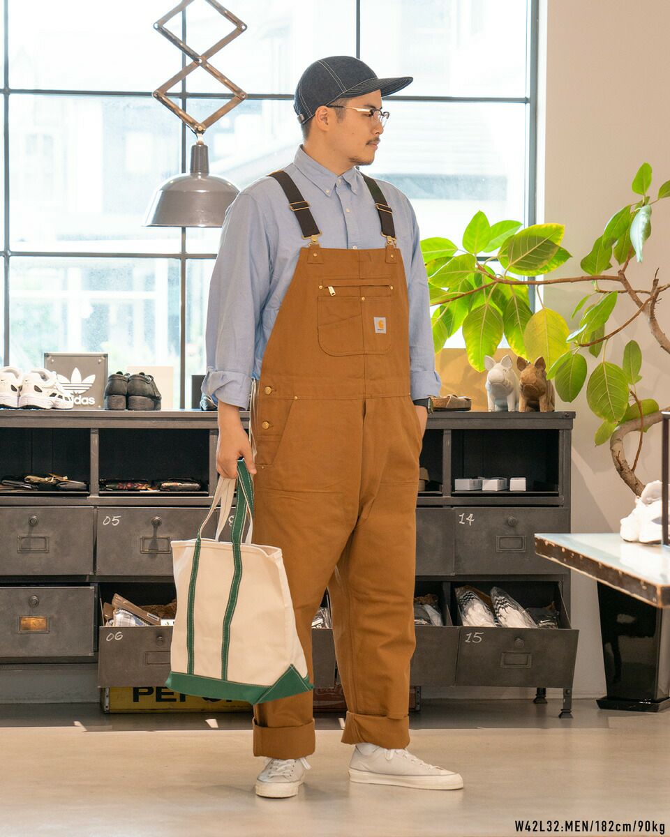 ポストオーバーオールズ スウィートベア Carhartt好きにも ブラウンダッグ セール】carhartt ワッペン ダックオーバーオール（サロペット