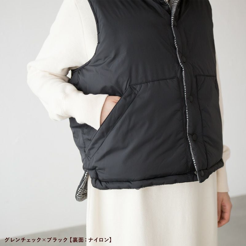 PPFM ダウンジャケットキルティング 光沢 リバーシブルベスト phenix（プラスフェニックス） FUSED QUILTING DOWN JACKET ヒューズド