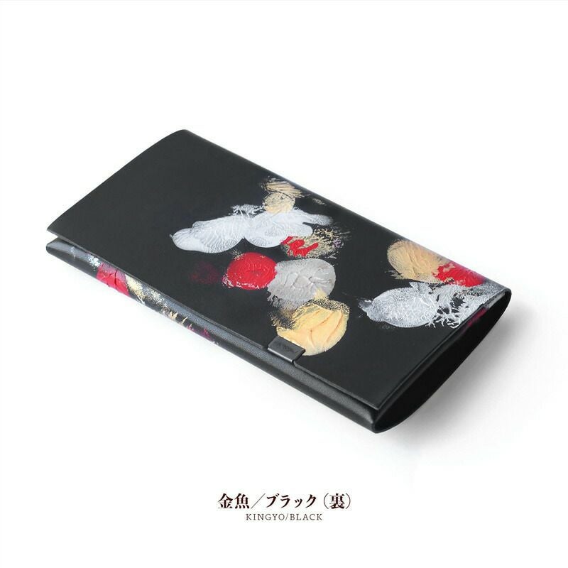 タペストリー　金魚　黒地 所作 ロングウォレット ハンドペイント 金魚 shosa SHO-LO1C 日本製 本