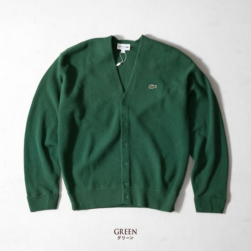 ラコステ ガーター編み Vネック カーディガン LACOSTE AH0397L メンズ