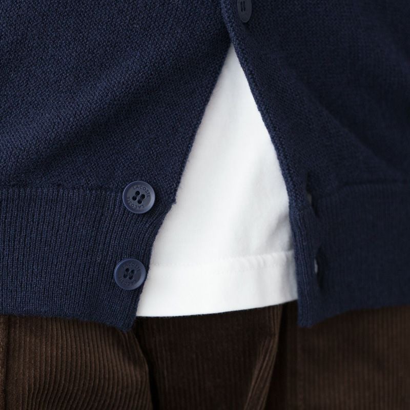 ラコステ ガーター編み Vネック カーディガン LACOSTE AH0397L メンズ
