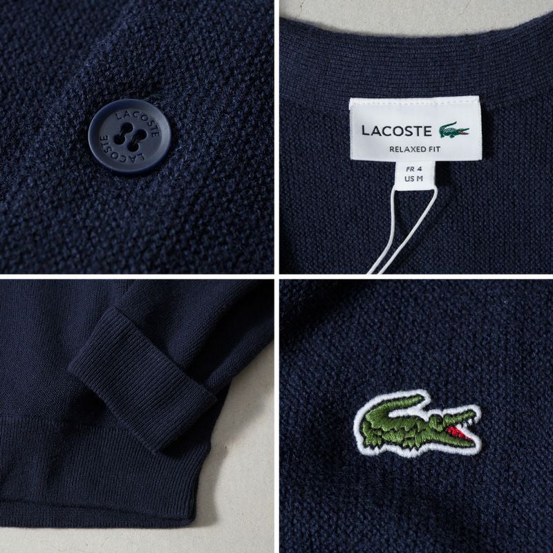 ラコステ ガーター編み Vネック カーディガン LACOSTE AH0397L メンズ