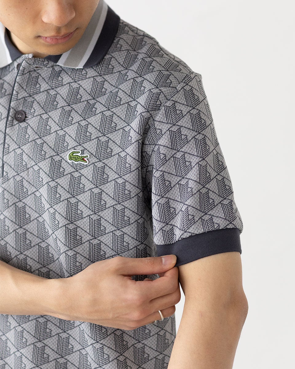 ラコステ モノグラムポロシャツ ラコステ LACOSTE モノグラム ジャカード ポロシャツ DH1417 DH0073 メンズ
