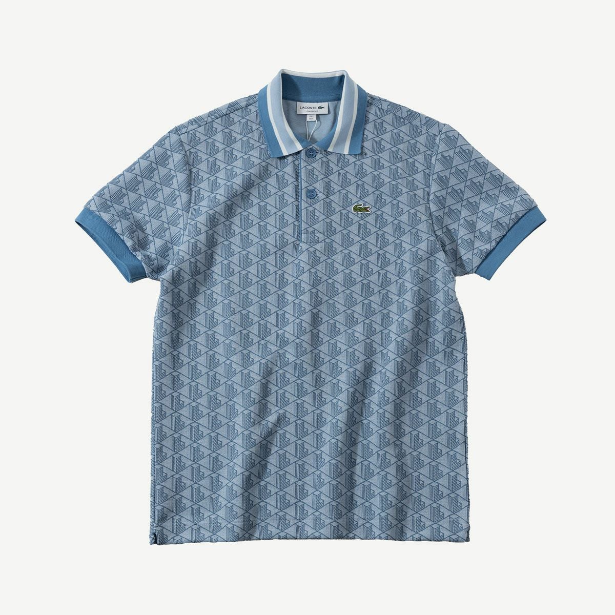 LACOSTE モノグラムジャガードポロシャツ　4 LACOSTE（ラコステ） モノグラムジャカード半袖ポロシャツ