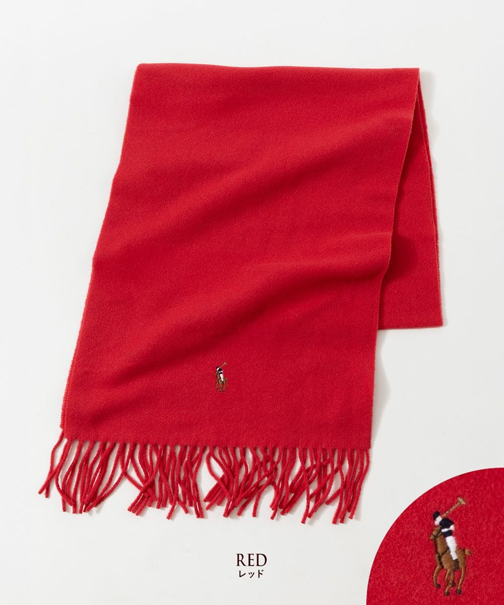 Polo Ralph Lauren 100%カシミヤ マフラー 英国製 レッド POLO RALPH LAUREN（ポロ・ラルフローレン） ラルフローレン マフラー