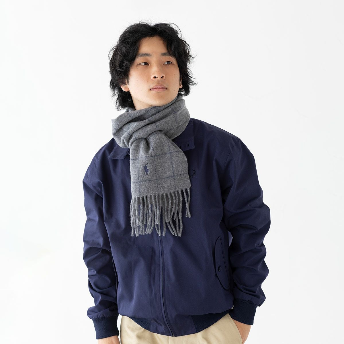イタリア製】ポロ ラルフローレン ウール チェック マフラー POLO