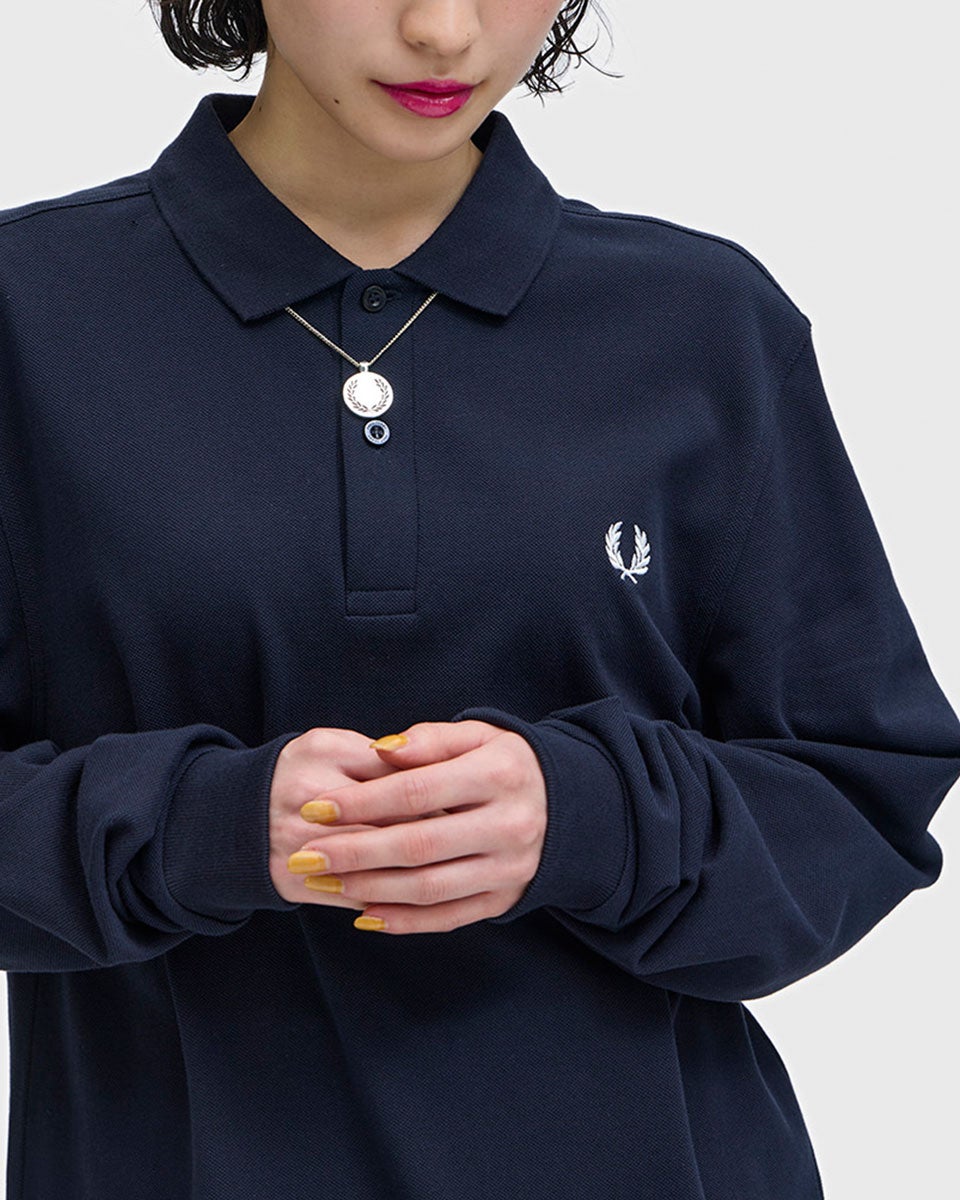 FRED PERRY 長袖 ネイビー ストレッチリブポロシャツ フレッドペリー 長袖 ポロシャツ FRED PERRY M6006 メンズ ロング