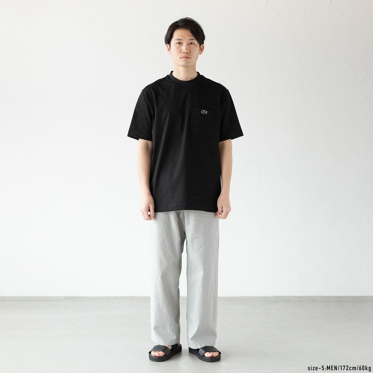 ラコステ アウトライン クロック ポケット Tシャツ TH5581-99 メンズ