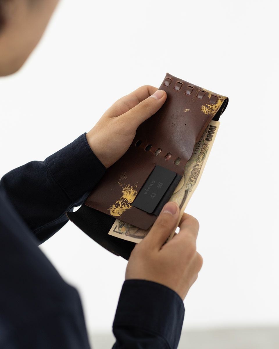 所作 財布 cp ウォレット 3.5 「金と銀」 shosa 日本製 本革 三つ折り