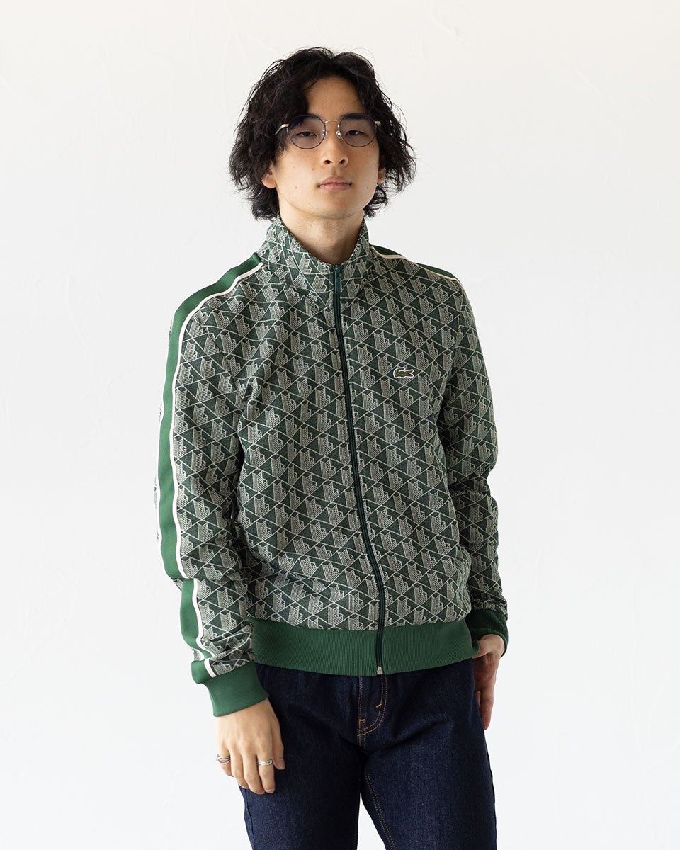 即完売品⭐︎LACOSTE モノグラム トラックジャケット&パンツ 総柄 M/S ラコステ LACOSTE ジャージ モノグラム ジャカード トラックジャケット