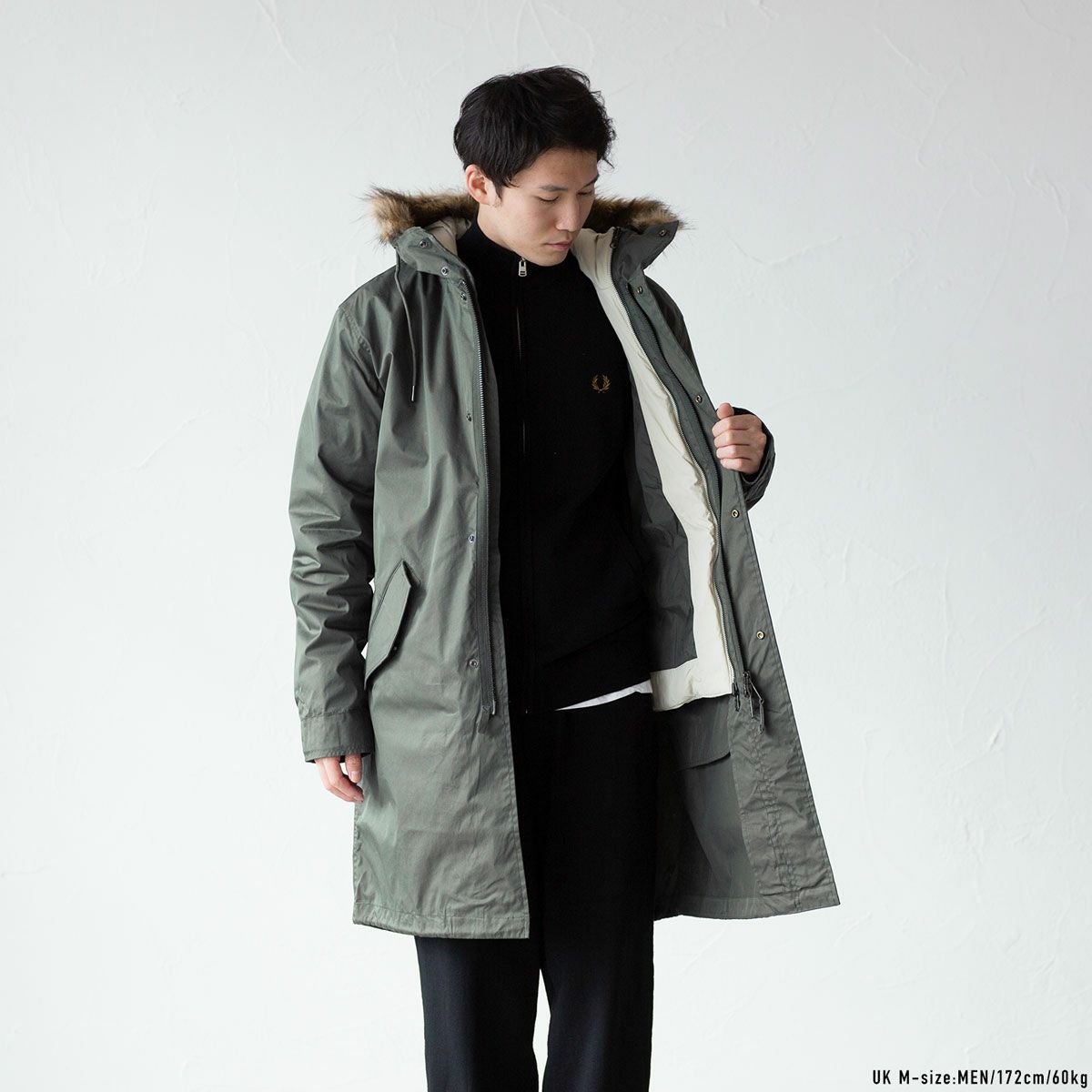 ［FREDPERRY］men's モッズコート 中古・古着通販】FRED PERRY (フレッドペリー) モッズコート ネイビー