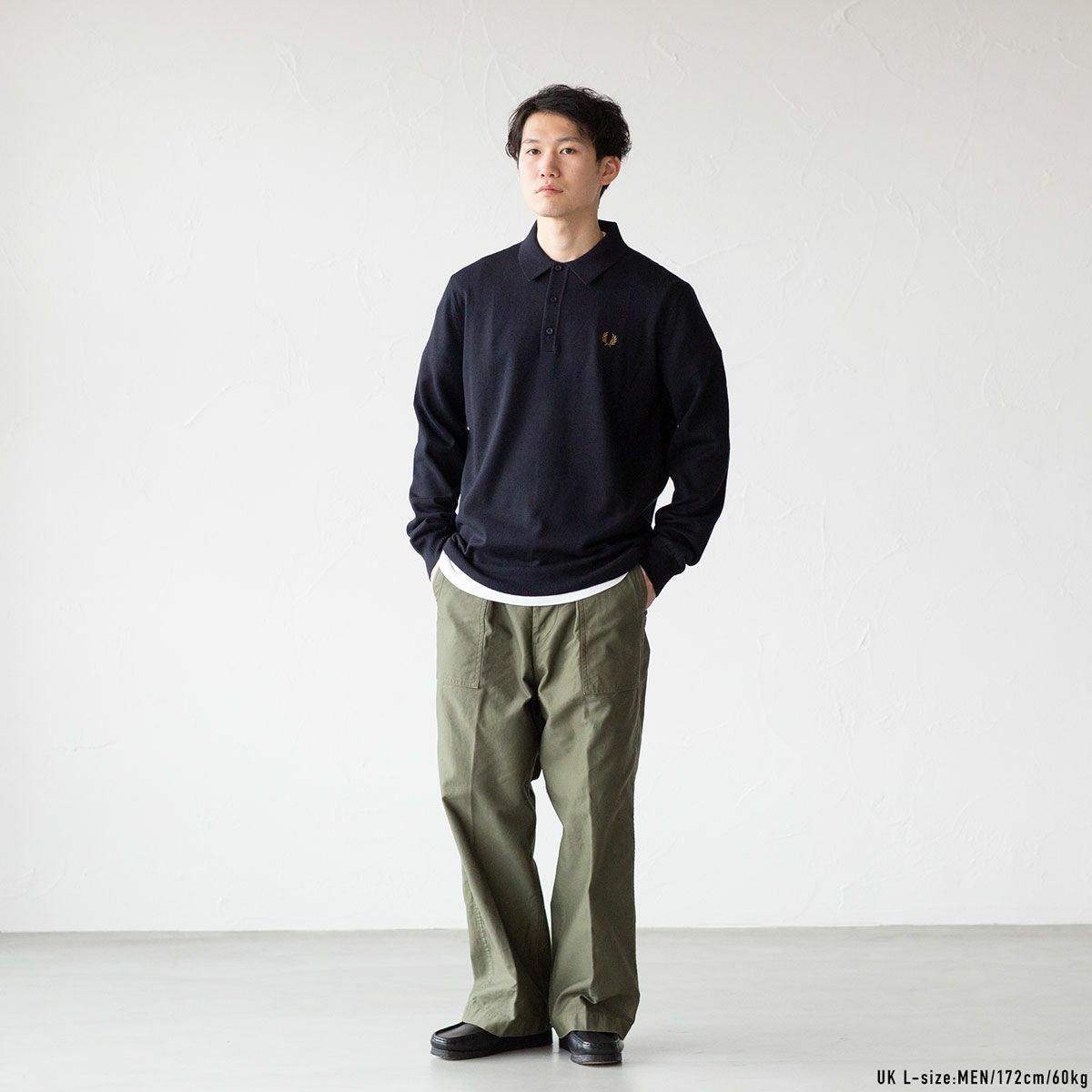フレッドペリー ニット ポロシャツ 長袖 FRED PERRY K4535 クラシック