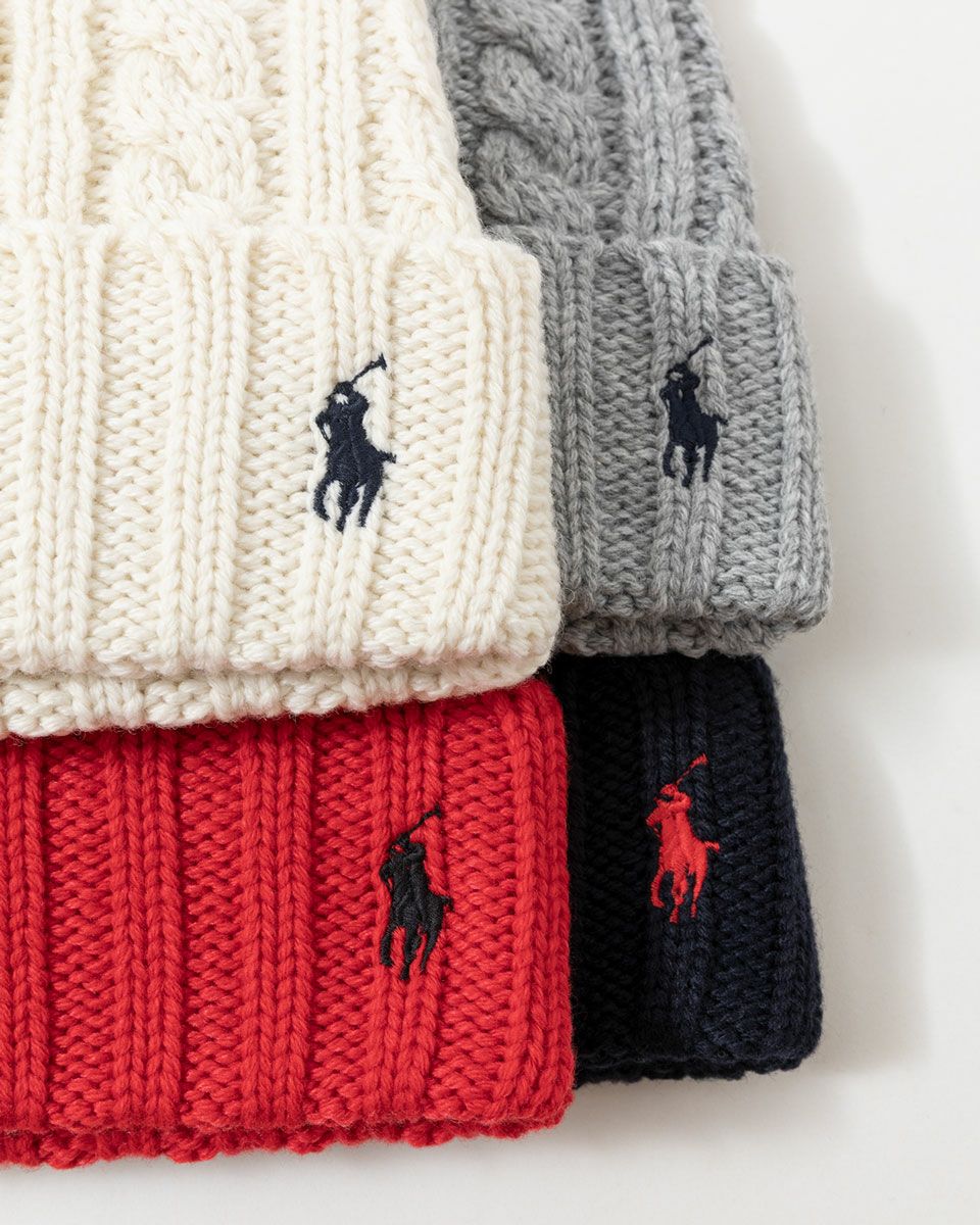 Polo Ralph Lauren ケーブル編みニット帽 グレー POLO RALPH LAUREN（ポロ・ラルフローレン） ニット帽 ポロ ラルフ