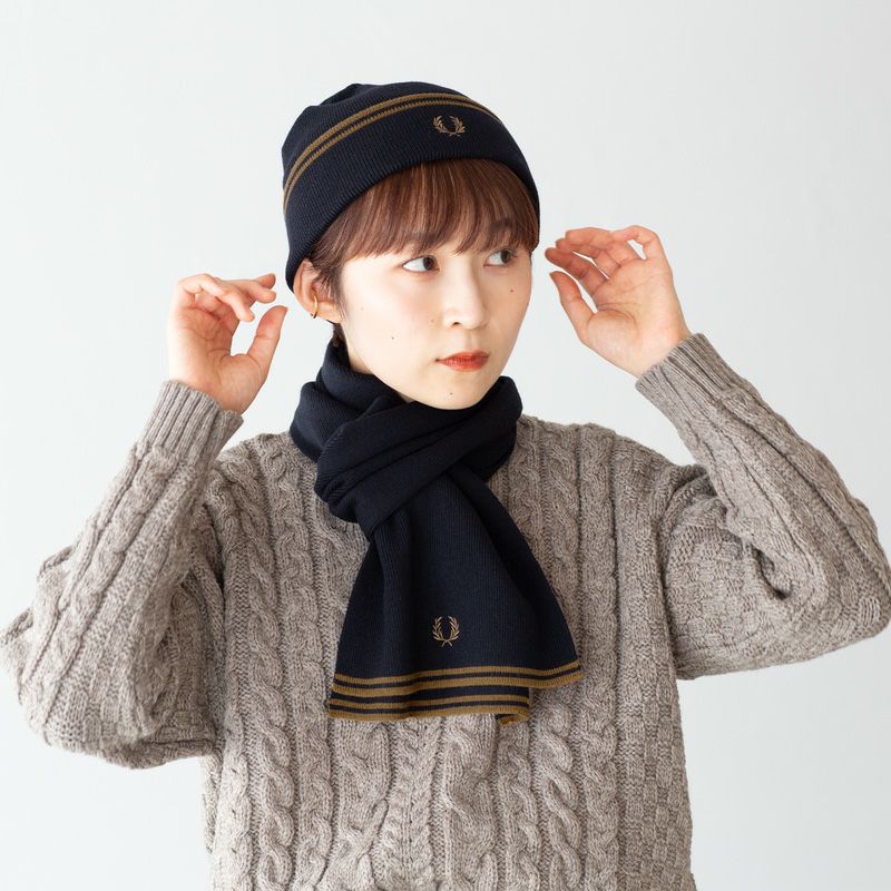 フレッドペリー ニット帽 FRED PERRY ツイン ティップド メリノ ウール