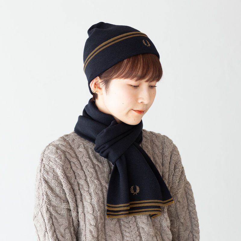フレッドペリー ニット帽 FRED PERRY ツイン ティップド メリノ ウール