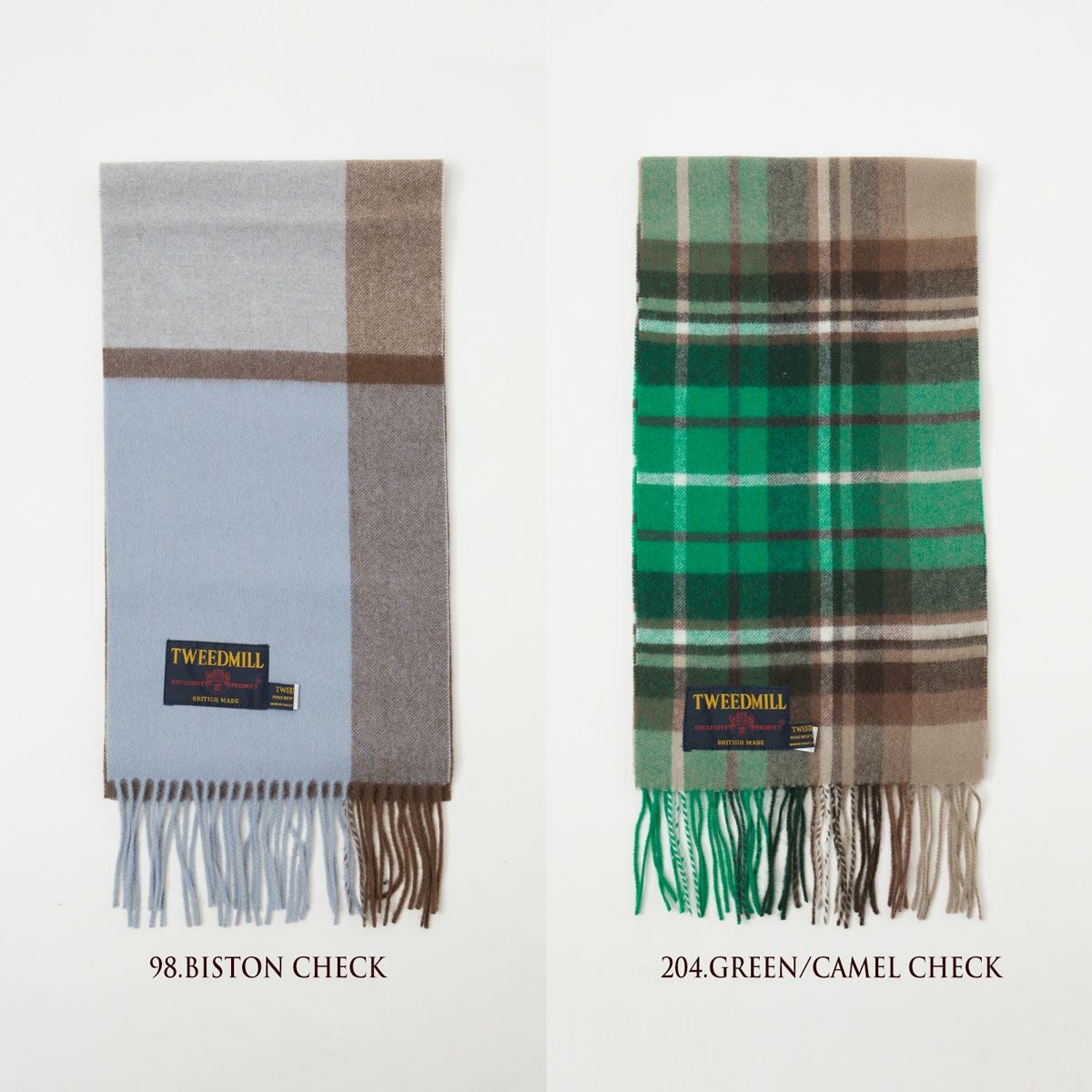 ブランド古着！イギリス製 TWEEDMILL イエロー×グレー ウール マフラー ツイードミル ラムズ ウール マフラー 英国製 TWEEDMILL 25-190 メンズ