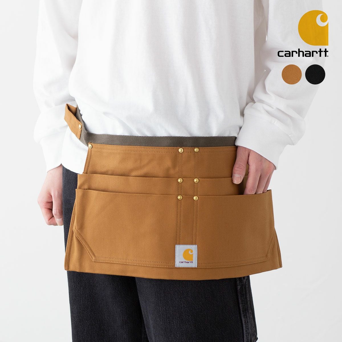 Carhartt ブラウンエプロン ポケット付きダック生地 エプロン carhartt カーハート ダックエプロン ワークエプロン APRON
