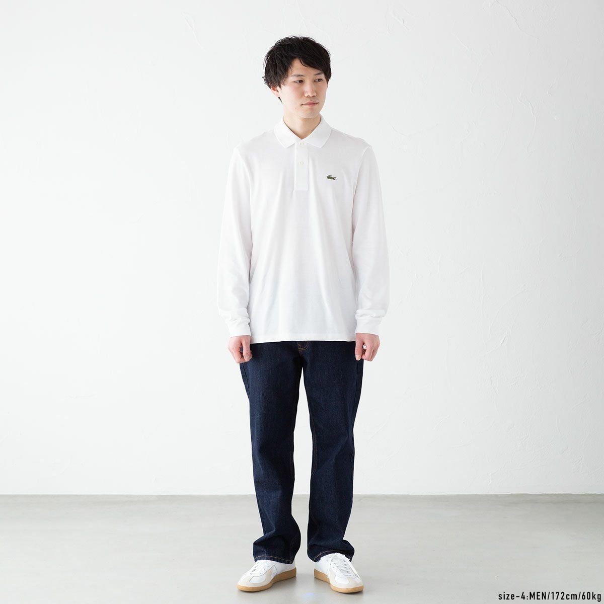 未使用✨ラコステ フランス製 切り替えラインコットン長袖ポロシャツ ホワイトXL LACOSTE（ラコステ） フランス企画 長袖 ポロシャツ LACSTE L1312-51