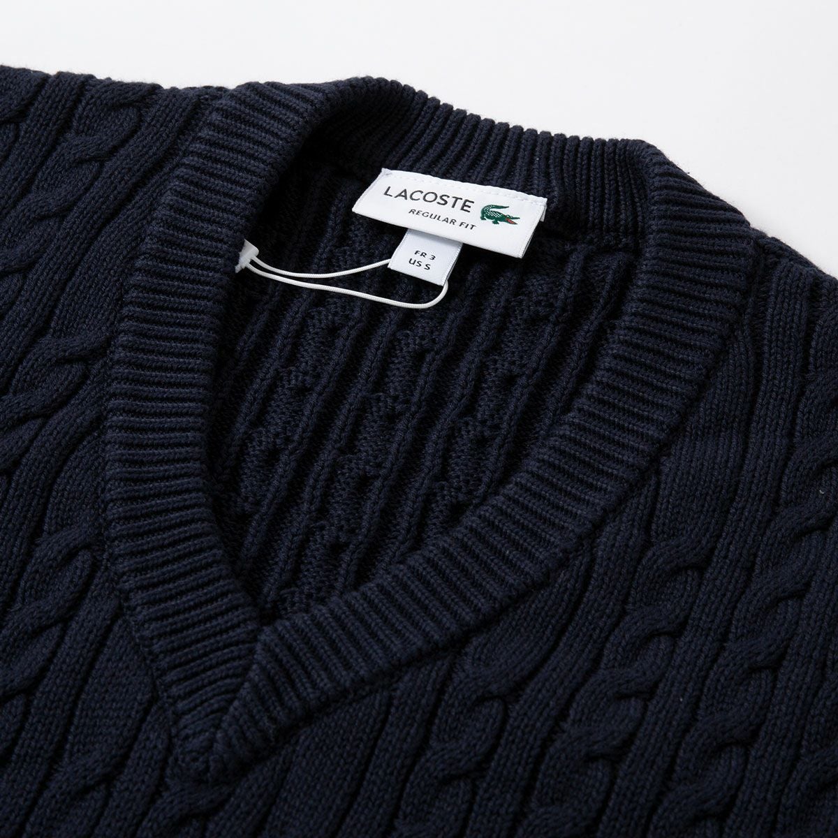 美品 XL ラコステ ケーブルニット Vネック ベスト LACOSTE ネイビー 楽天市場】ラコステ ケーブル ニット Vネック ベスト LACOSTE AH7633
