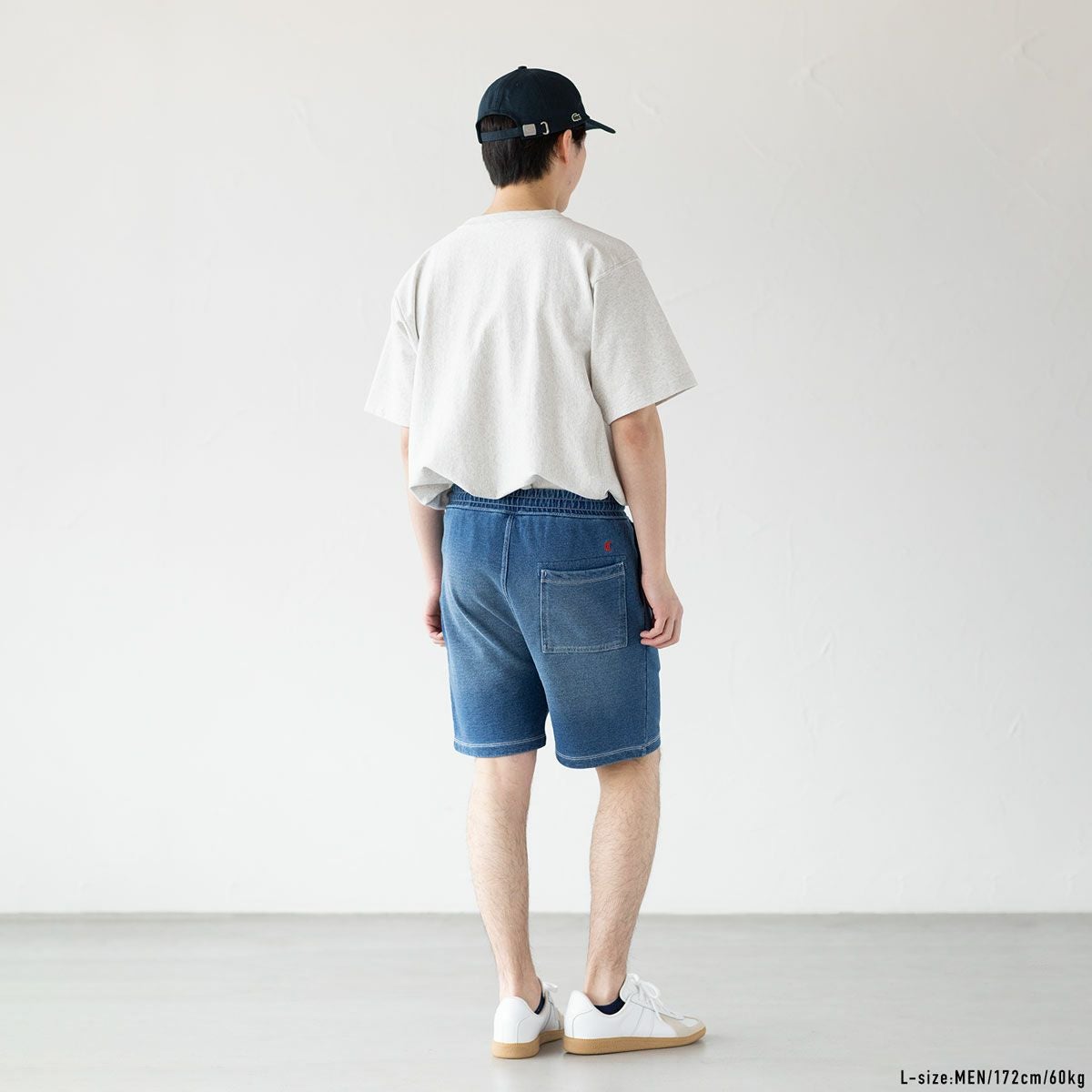 新品タグ付✨RED EAR ショートパンツ　切替　インディゴ染　リネン混　M チャンピオン インディゴ染め スウェット ショーツ C3-Z509 Champion