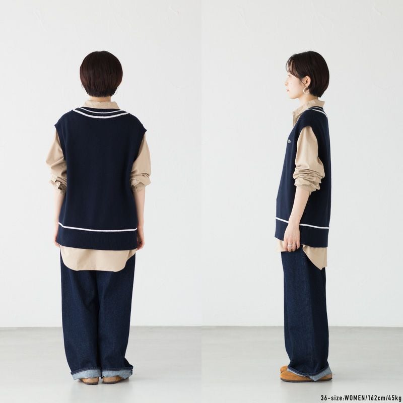 ラコステ コットンポリ ニット チルデンベスト LACOSTE AF010J-99