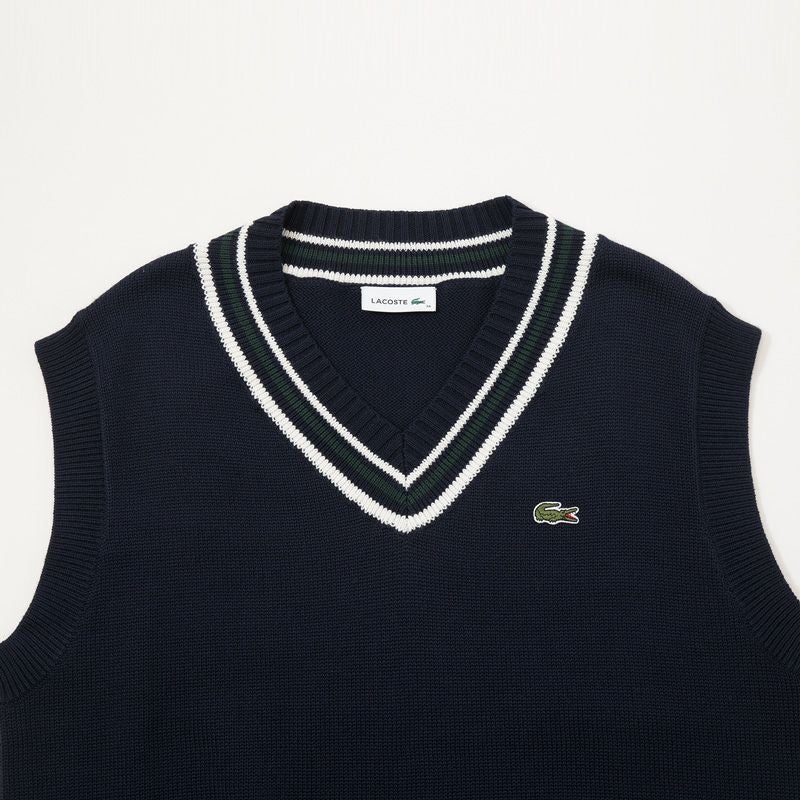 ラコステ コットンポリ ニット チルデンベスト LACOSTE AF010J-99