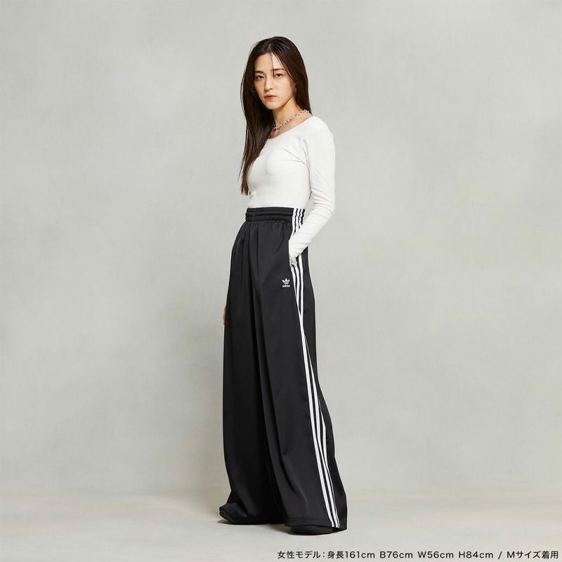 Adidas ブラック ワイドパンツ L アディダス オリジナルス アディカラー サテン ワイドレッグ トラック