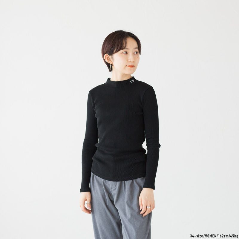 ラコステ モックネック ロングスリーブ リブ ニット ボーダー Tシャツ
