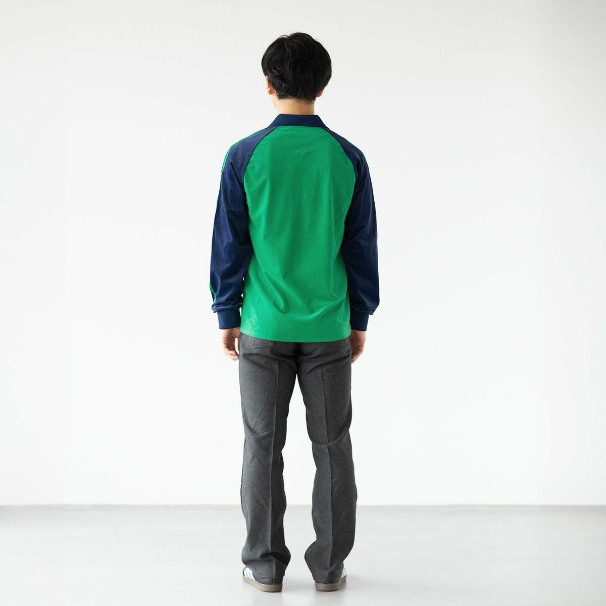 K*n様 70's  by DESCENT ジャージ 緑/ネイビー アディダス ジャージ ベロア 70S 長袖 ポロシャツ adidas Originals