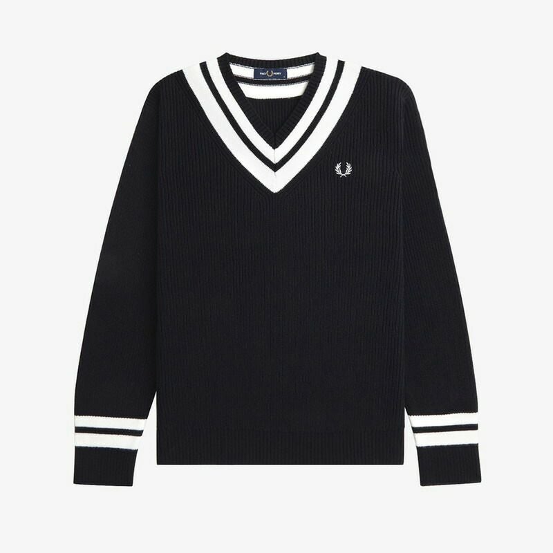 フレッドペリー FRED PERRY ストライプド Vネック ジャンパー チルデン