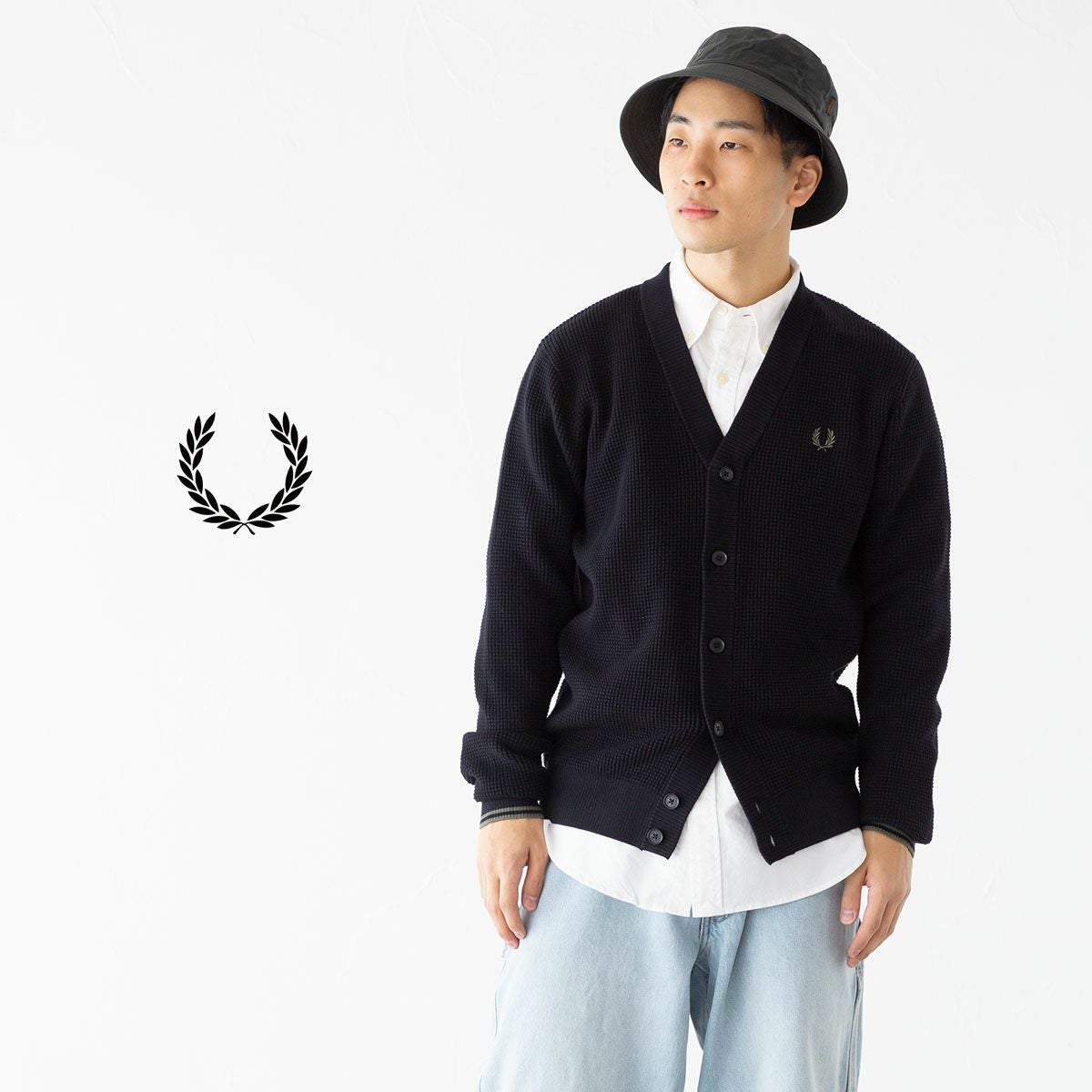 フレッドペリー FRED PERRY ワッフル ステッチ カーディガン K6508