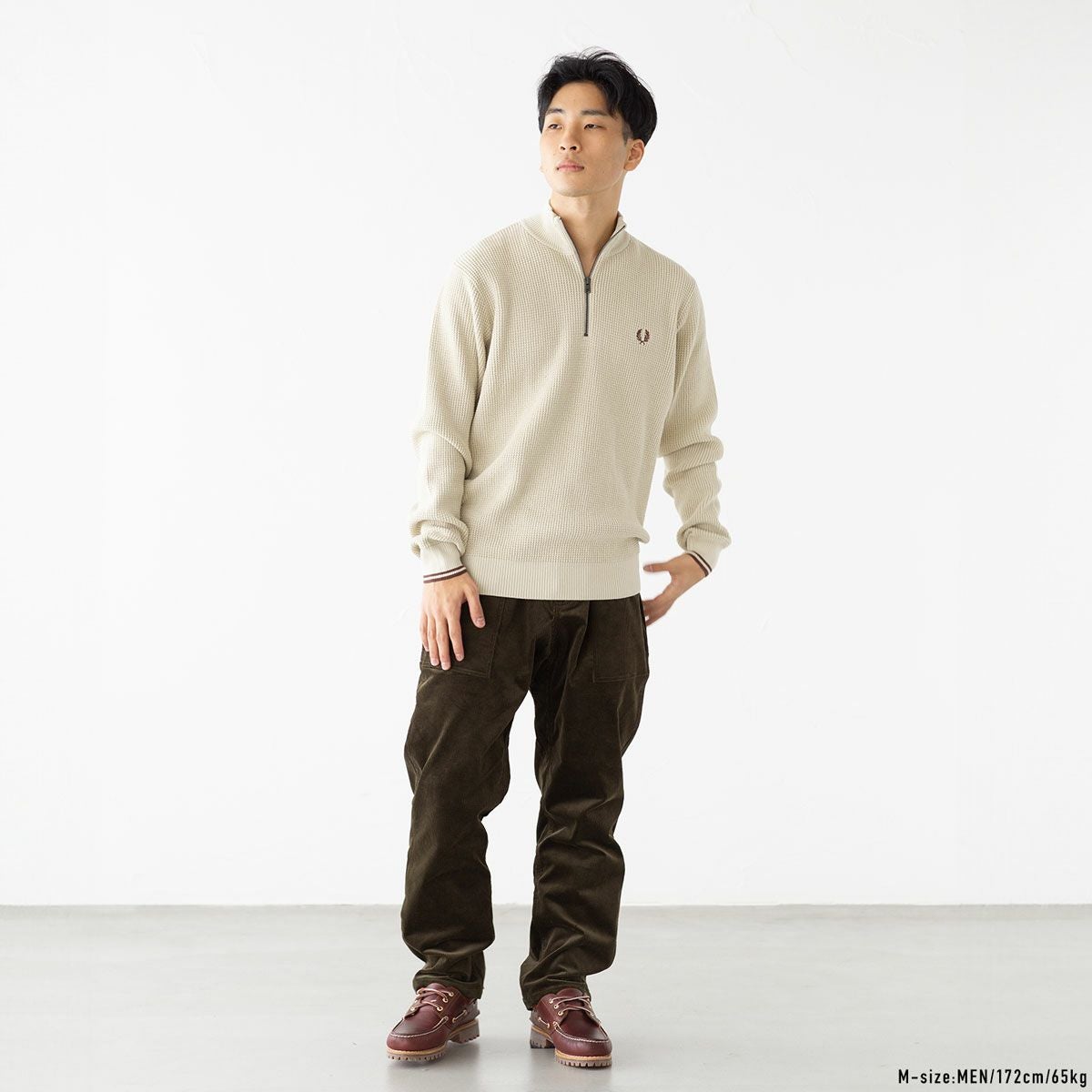 フレッドペリー×ジョンスメドレー｜18AW ロングスリーブニットポロ（RD・L） JOHN SMEDLEY（ジョンスメドレー）DORSET 30ゲージ ウールロング