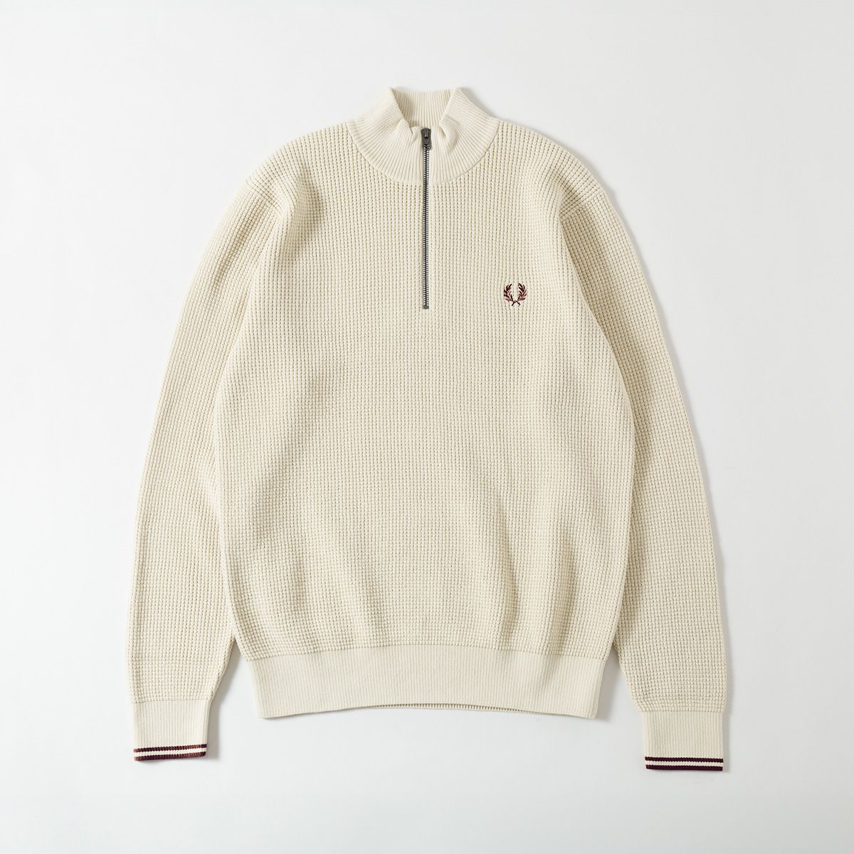 フレッドペリー FRED PERRY ワッフル ステッチ ハーフジップ ニット
