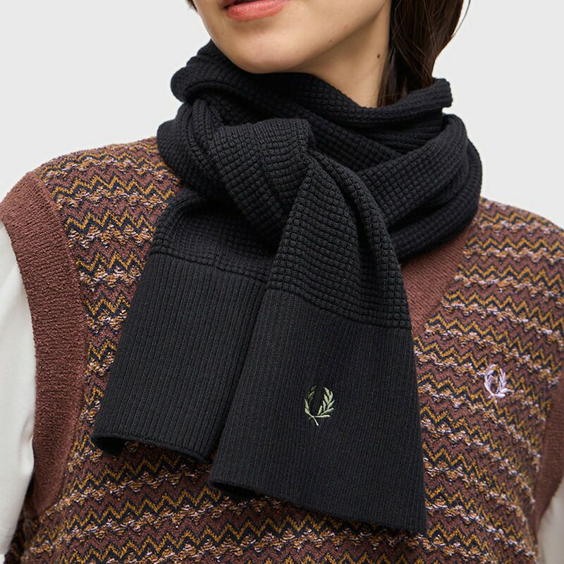 フレッドペリー マフラー FRED PERRY ワッフル 編み ニット スカーフ